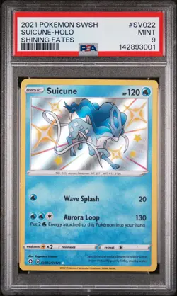 2021 POKEMON SWORD & SHIELD SHINING FATES #SV022 SUICUNE-HOLO PSA 9 - Image 1
