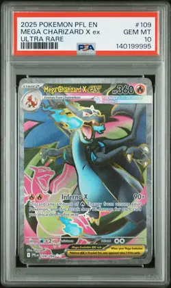 2025 POKEMON PFL EN-PHANTASMAL FLAMES ULTRA RARE #109 MEGA CHARIZARD X EX PSA 10 - Image 1
