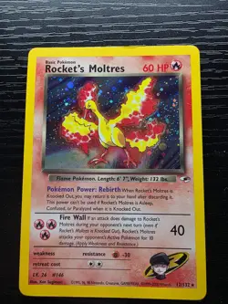 Rocket's Moltres 12/132 Holo Gym Heroes Pokemon TCG LP Lightly Played English - Image 1