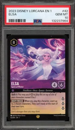 Disney Lorcana Elsa Spirit Of Winter First Chapter Legendary #42 PSA 10 Gem Mint - Image 1
