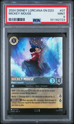 2024 DISNEY LORCANA EN D23-D23 EXPO PROMO MICKEY MOUSE PLAYFUL SORCERER PSA 9 - Image 1