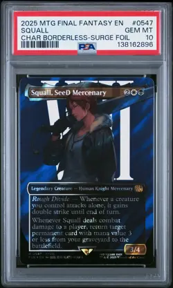 2025 MTG FINAL FANTASY BORDERLESS-SURGE FOIL SQUALL SEED MERCENARY PSA 10 - Image 1