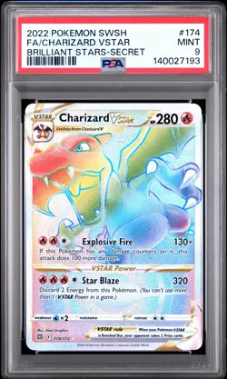 2022 POKEMON SWORD & SHIELD BRILLIANT STARS #174 FULL ART/CHARIZARD VSTAR PSA 9 - Image 1