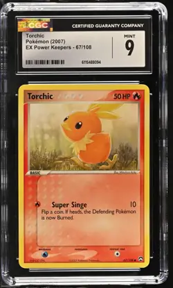 CGC MINT 9 Pokemon Torchic 67/108 2007 EX Power Keepers - Image 1