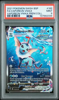 2021 POKEMON SWSH PREMIUM COLLECTION PROMO #182 FULL ART/VAPOREON VMAX PSA 9 - Image 1