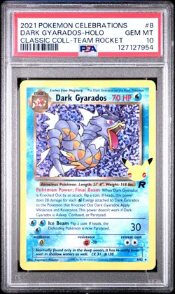2021 POKEMON CELEBRATIONS CLASSIC COLLECTION #8 DARK GYARADOS-HOLO PSA 10 - Image 1