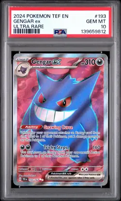 2024 POKEMON TEF EN-TEMPORAL FORCES ULTRA RARE #193 GENGAR EX PSA 10 - Image 1