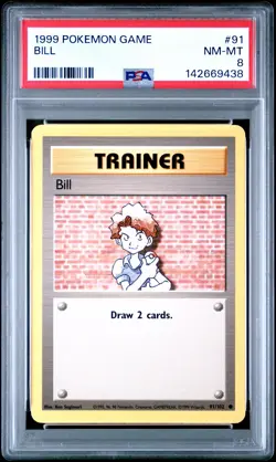 1999 POKEMON BASE SET UNLIMITED #91 BILL PSA 8 - Image 1