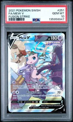 2021 POKEMON SWORD & SHIELD FUSION STRIKE #251 FULL ART/MEW V PSA 10 - Image 1