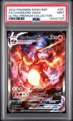 2022 POKEMON SWSH BLACK STAR PROMO #261 FULL ART/CHARIZARD VMAX PSA 9 - Image 1