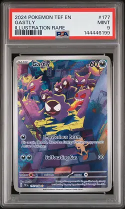 2024 POKEMON TEF EN-TEMPORAL FORCES ILLUSTRATION RARE #177 GASTLY PSA 9 - Image 1