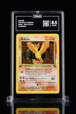 1999 WOTC POKEMON MOLTRES #12/62 FOSSIL - 1ST EDITION HOLO TAG 8.5 - Image 1
