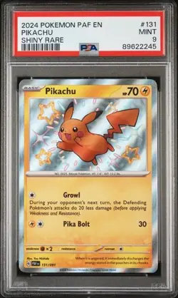 Pokemon Pikachu 2024 PAF Paldean Fates #131 Shiny Rare PSA 9 - Image 1