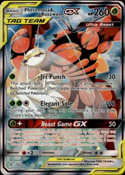 Pokemon Unbroken Bonds Alt Art Pheromosa & Buzzwole GX 192/214 - Near Mint (NM) - Image 1