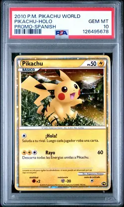 2010 POKEMON WORLD COLL SPANISH-DO NOT USE PIKACHU-HOLO PSA 10 - Image 1