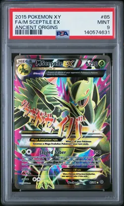 2015 POKEMON XY ANCIENT ORIGINS #85 FULL ART/M SCEPTILE EX PSA 9 - Image 1