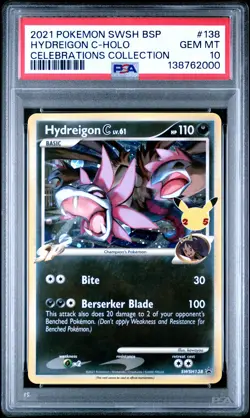 Hydreigon C Holo SWSH138 Celebrations Collection Pokemon PSA 10 *000 - Image 1