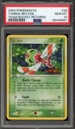Pokemon Yanma EX Team Rocket Returns Reverse Holo Rare #28 PSA 10 Gem Mint - Image 1
