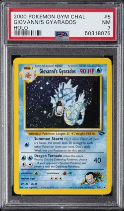 2000 POKEMON GYM CHALLENGE HOLO #5 GIOVANNI'S GYARADOS PSA 7 - Image 1