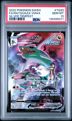 2022 POKEMON SWORD & SHIELD SILVER TEMPEST #TG20 FULL ART/RAYQUAZA VMAX PSA 10 - Image 1