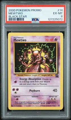 2000 POKEMON PROMO BLACK STAR #14 MEWTWO PSA 6 - Image 1