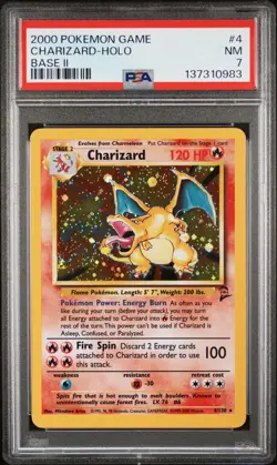 2000 POKEMON BASE SET 2 #4 CHARIZARD-HOLO PSA 7 - Image 1