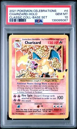 2021 POKEMON CELEBRATIONS CLASSIC COLL #4 CHARIZARD-HOLO PSA 10 - Image 1