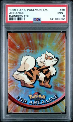 1999 TOPPS POKEMON TV RAINBOW FOIL #59 ARCANINE PSA 9 - Image 1