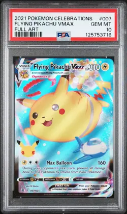 2021 POKEMON CELEBRATIONS #007 FULL ART/FLYING PIKACHU VMAX PSA 10 - Image 1