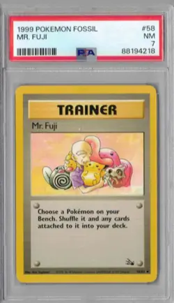 1999 Pokemon Fossil, #58, Trainer, Mr. Fuji PSA 7, NM - Image 1