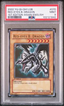 2002 YU-GI-OH! LOB-LEGEND OF BLUE EYES WHITE DRAGON RED-EYES B. DRAGON PSA 9 - Image 1