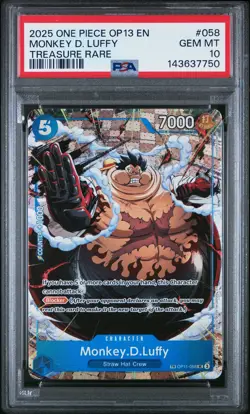 2025 ONE PIECE OP13-CARRYING ON HIS WILL TREASURE RARE MONKEY D. LUFFY PSA 10 - Image 1
