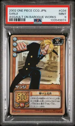2002 BANDAI ONE PIECE CCG JPN ASSAULT ON BAROQUE WORKS #C04 SANJI PSA 9 - Image 1