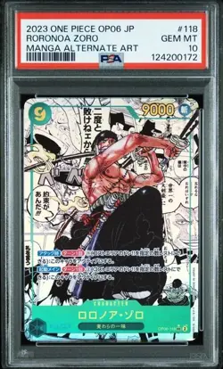 One Piece Roronoa Zoro 2023 JPN OP06 #118 Manga Alt Art PSA 10 - Image 1