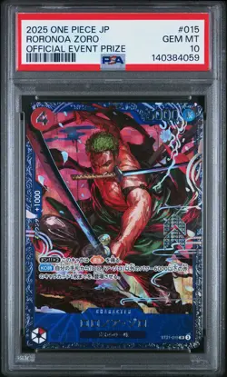 2025 ONE PIECE JPN PROMOS OFFICIAL EVENT PRIZE #015 RORONOA ZORO PSA 10 - Image 1