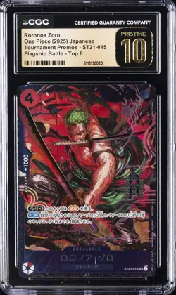 2025 ONE PIECE JPN TOURNAMENT PROMOS #ST21-015 RORONOA ZORO CGC 10 PRISTINE - Image 1