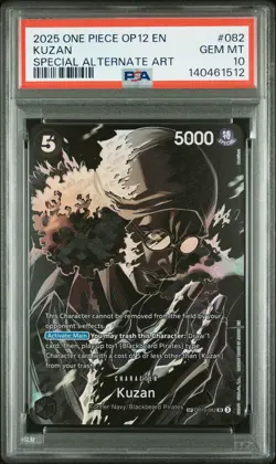 2025 ONE PIECE OP12-LEGACY OF THE MASTER SPECIAL ALTERNATE ART #082 KUZAN PSA 10 - Image 1