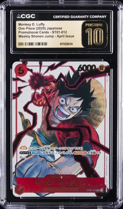 2025 ONE PIECE JPN SHONEN JUMP #ST01-012 MONKEY D. LUFFY CGC 10 PRISTINE - Image 1
