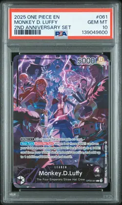 2025 ONE PIECE ENGLISH VERSION 2ND ANNIVERSARY SET #061 MONKEY D. LUFFY PSA 10 - Image 1