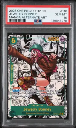 2025 ONE PIECE MANGA ALT ART OP12-118 LEGACY OF THE MASTER JEWELRY BONNEY PSA 10 - Image 1
