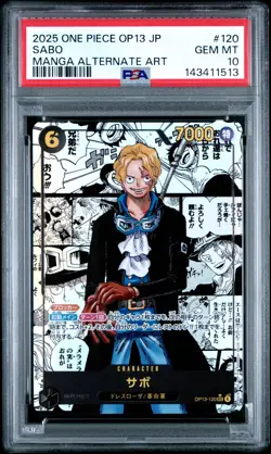 2025 ONE PIECE JPN OP13-120 CARRYING ON HIS WILL MANGA ALTERNATE ART SABO PSA 10 - Image 1