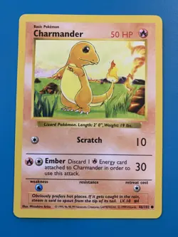 Shadowless Charmander 46/102 Base Set Rare Vintage 1999 Pokemon Card - Image 1