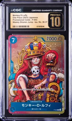 2023 ONE PIECE JPN PROMO CARDS #P-043 MONKEY D. LUFFY CGC 10 PRISTINE - Image 1