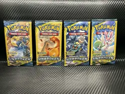🔥Pokemon Sun & Moon Unbroken Bonds 3 Card Mini Booster Pack 4 Packs Art Set🔥 - Image 1