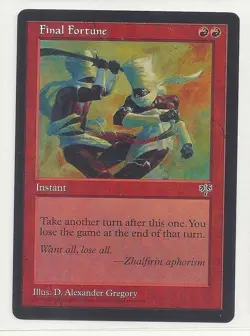 MTG MIRAGE: 1x NM Final Fortune Magic the Gathering Card Take Another Turn - Image 1