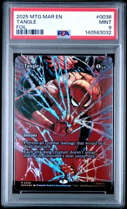 2025 MTG MARVEL'S SPIDER-MAN: SOURCE MATERIAL FOIL #0038 TANGLE PSA 9 - Image 1