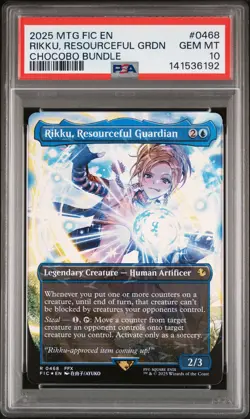 2025 MTG FINAL FANTASY COMMANDER CHOCOBO RIKKU RESOURCEFUL GUARDIAN PSA 10 - Image 1