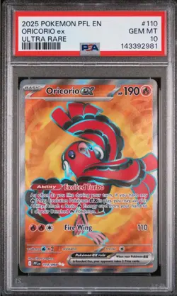 2025 POKEMON PFL EN-PHANTASMAL FLAMES ULTRA RARE #110 ORICORIO EX PSA 10 - Image 1