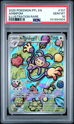 2025 POKEMON PFL EN-PHANTASMAL FLAMES ILLUSTRATION RARE #107 AMBIPOM PSA 10 - Image 1