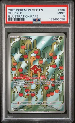 2025 POKEMON MEG EN-MEGA EVOLUTION ILLUSTRATION RARE #136 SHUCKLE PSA 9 - Image 1